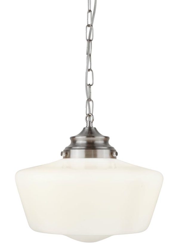 School House 1 light pendant ceiling light satin silver