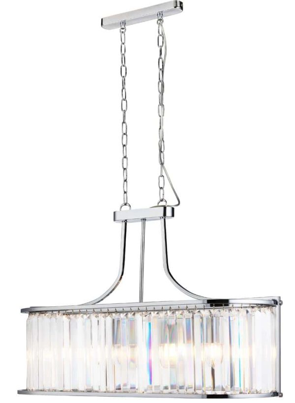 Victoria crystal 5 light oval ceiling pendant chrome full height