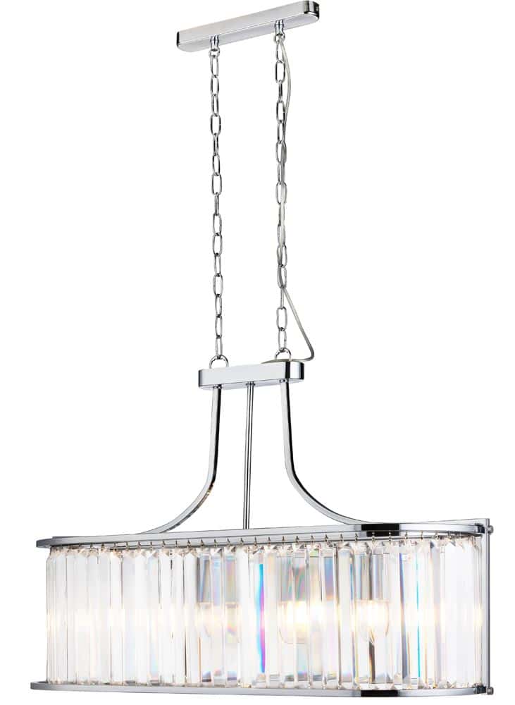 Victoria Crystal 5 Light Oval Ceiling Pendant Polished Chrome