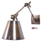 Library Vintage Wall Light Triple Hinged Solid Brass Handmade