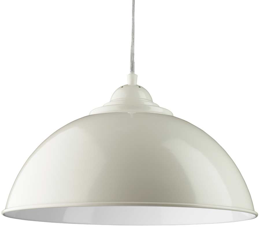 Sanford Retro Domed Gloss Cream Metal Kitchen Pendant Light