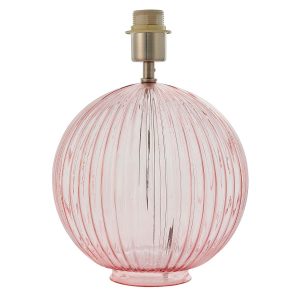 Jemma 1 light ribbed pink glass table lamp base only on white background