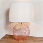 Endon Jemma 1 Light Ribbed Pink Glass Table Lamp Base