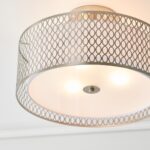 Endon Cordero 3 Light Flush Low Ceiling Light Satin Nickel