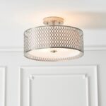Endon Cordero 3 Light Flush Low Ceiling Light Satin Nickel