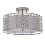 Endon Cordero 3 Light Flush Low Ceiling Light Satin Nickel