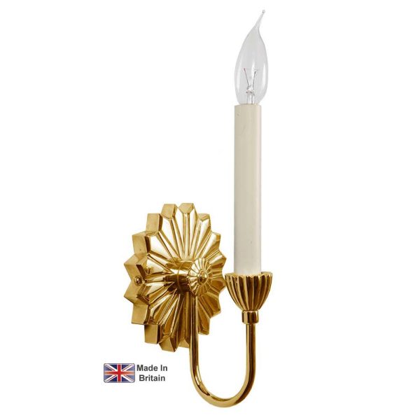 Etoile 1 Light Art Deco wall sconce in solid brass shown polished