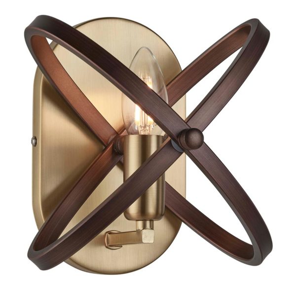 Hoopla 1 light single wall light bronze & brown