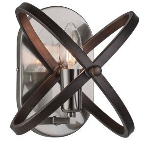 Hoopla 1 light single wall light pewter & brown