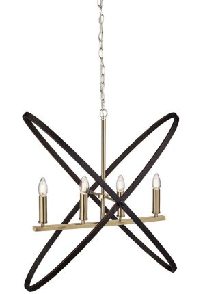 Hoopla 4 light pendant chandelier bronze & brown full height