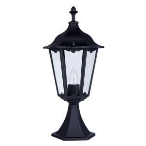 Alex traditional gate post lantern light in black on white background