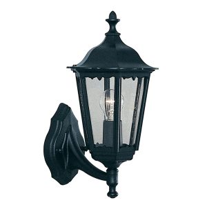 Alex traditional outdoor wall upward lantern in black on white background