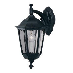 Alex traditional outdoor wall down lantern in black, main image