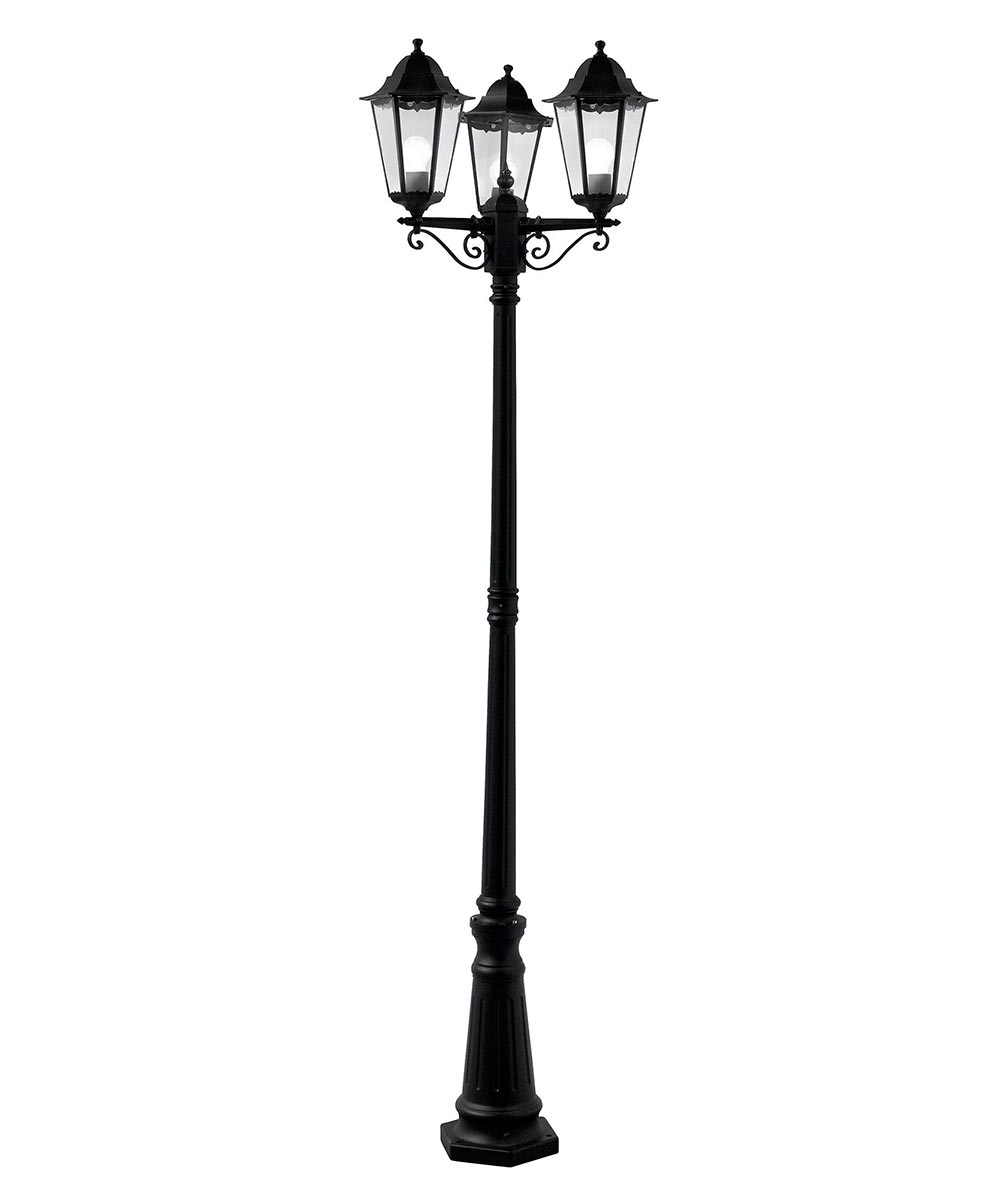 Alex Traditional 3 Light Garden Lamp Post Lantern Black