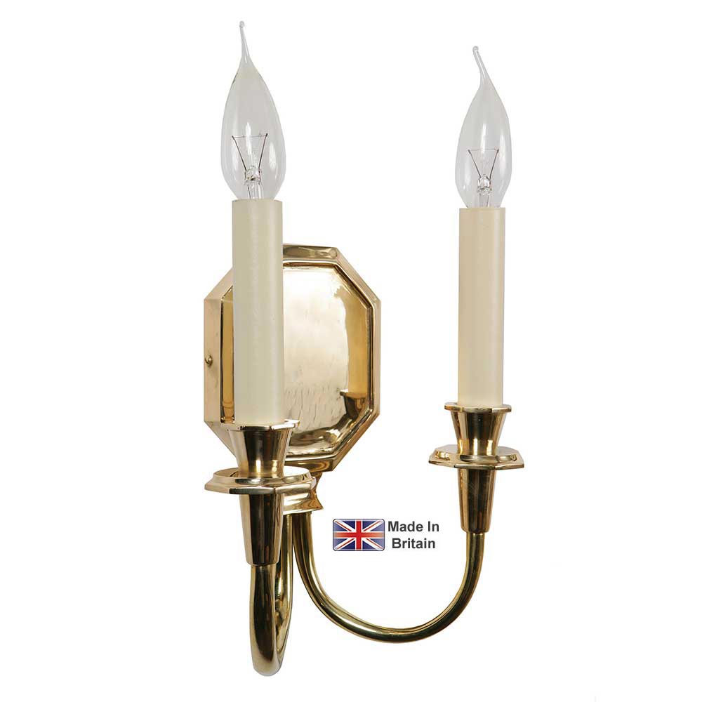 Diane 2 Light Georgian Wall Sconce Solid Brass Handmade