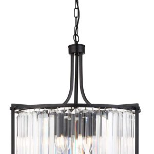 Victoria crystal 5 light drum ceiling pendant matt black