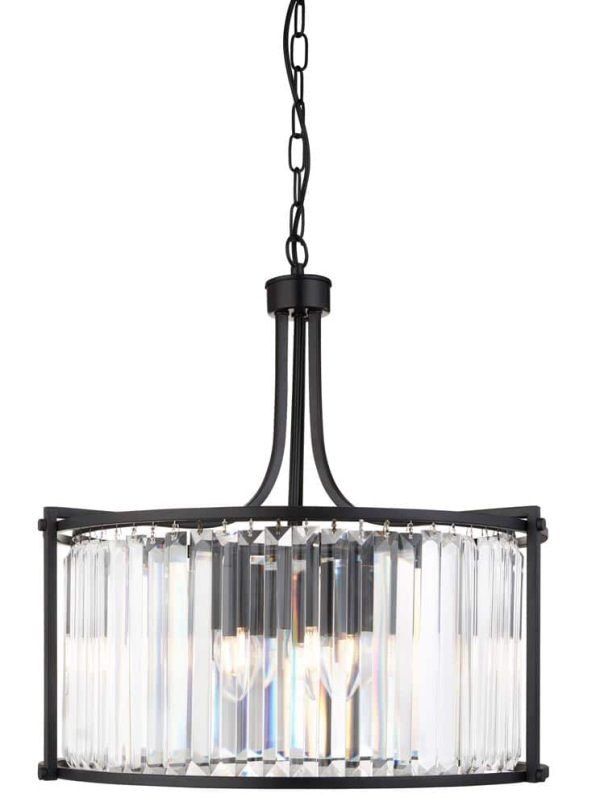 Victoria crystal 5 light drum ceiling pendant matt black