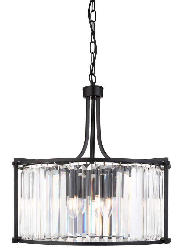 Victoria Crystal 5 Light Drum Ceiling Pendant Matt Black