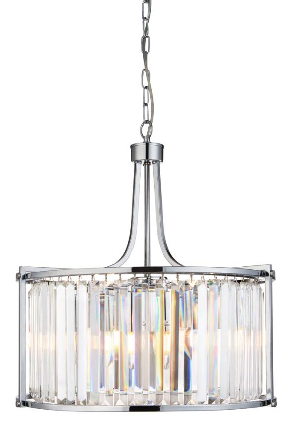Victoria crystal 5 light drum ceiling pendant polished chrome