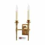Hampton 2 Lamp Edwardian Wall Light Solid Brass Handmade