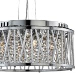 Elise 3 Light Drum Pendant Polished Chrome Crystal Glass