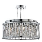 Elise 3 Light Drum Pendant Polished Chrome Crystal Glass