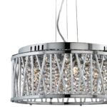 Elise 4 Light Drum Pendant Polished Chrome Crystal Glass