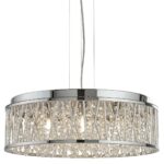 Elise Large 7 Light Drum Pendant Chrome Crystal Glass