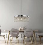 Elise Large 7 Light Drum Pendant Chrome Crystal Glass
