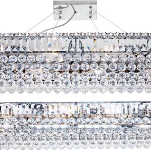 Vesuvius Chrome Rectangle Luxury 26 Light Large Crystal Chandelier