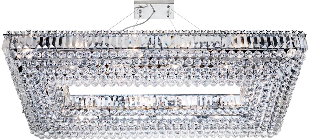 Vesuvius Chrome Rectangle Luxury 26 Light Large Crystal Chandelier