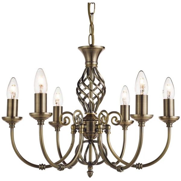 Zanzibar Traditional 6 Light Chandelier Antique Brass