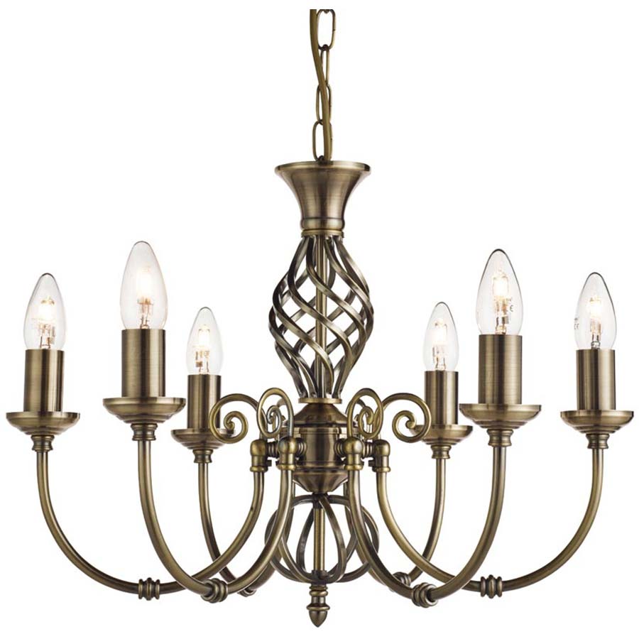 Zanzibar Traditional 6 Light Chandelier Antique Brass