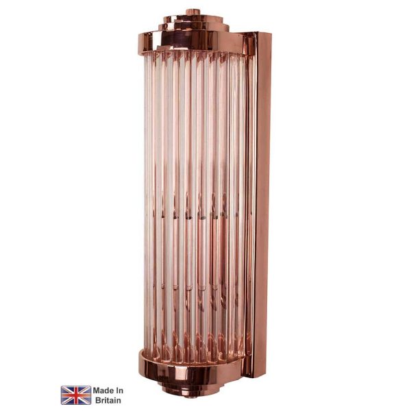 Gatsby Small Art Deco Wall Light Polished Copper Glass Rods