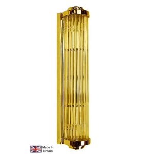 Gatsby medium Art Deco wall light in solid brass with glass rods shown polished