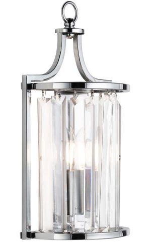 Victoria crystal 1 light half round wall light polished chrome