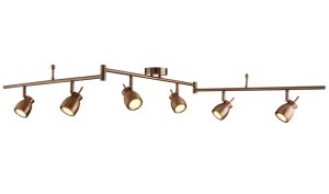 8816CU Jupiter copper finish 6 light LED ceiling spotlight bar