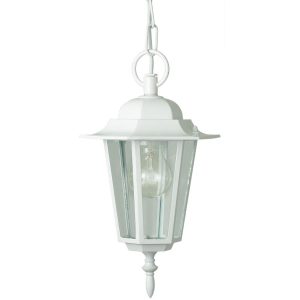 Laterna traditional 1 light hanging outdoor porch lantern in white on white background