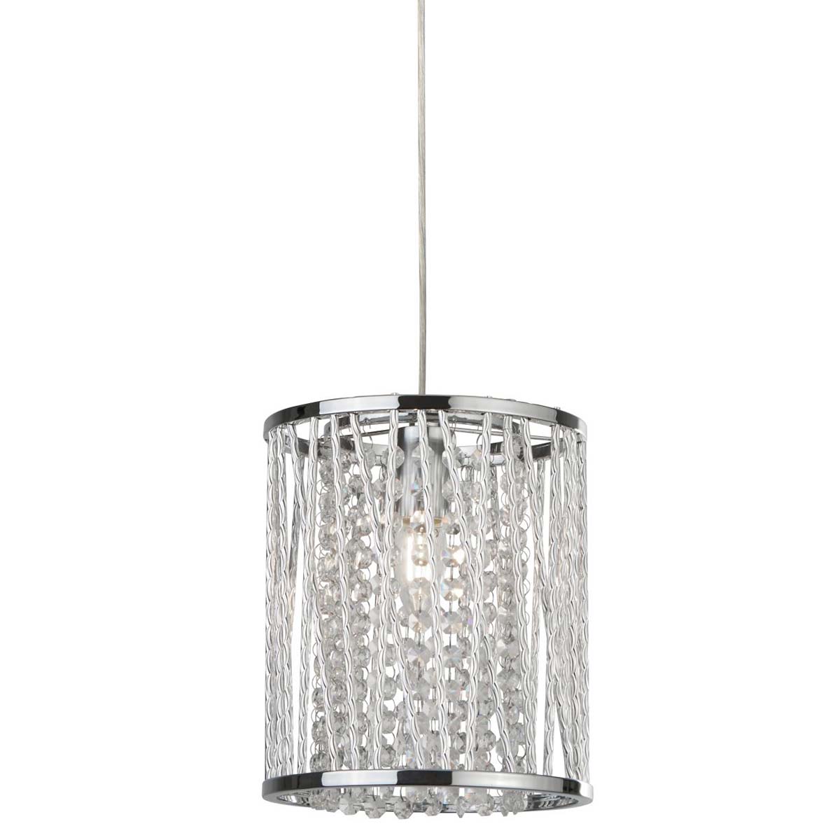 Elise Single Light Pendant Polished Chrome Crystal Glass