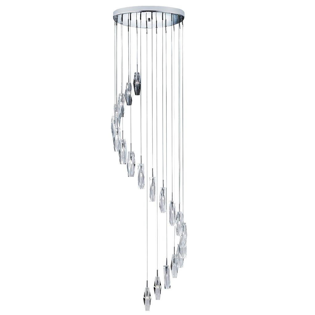 Sculptured Ice Chrome And Crystal 20 Light Dingle Dangle Pendant