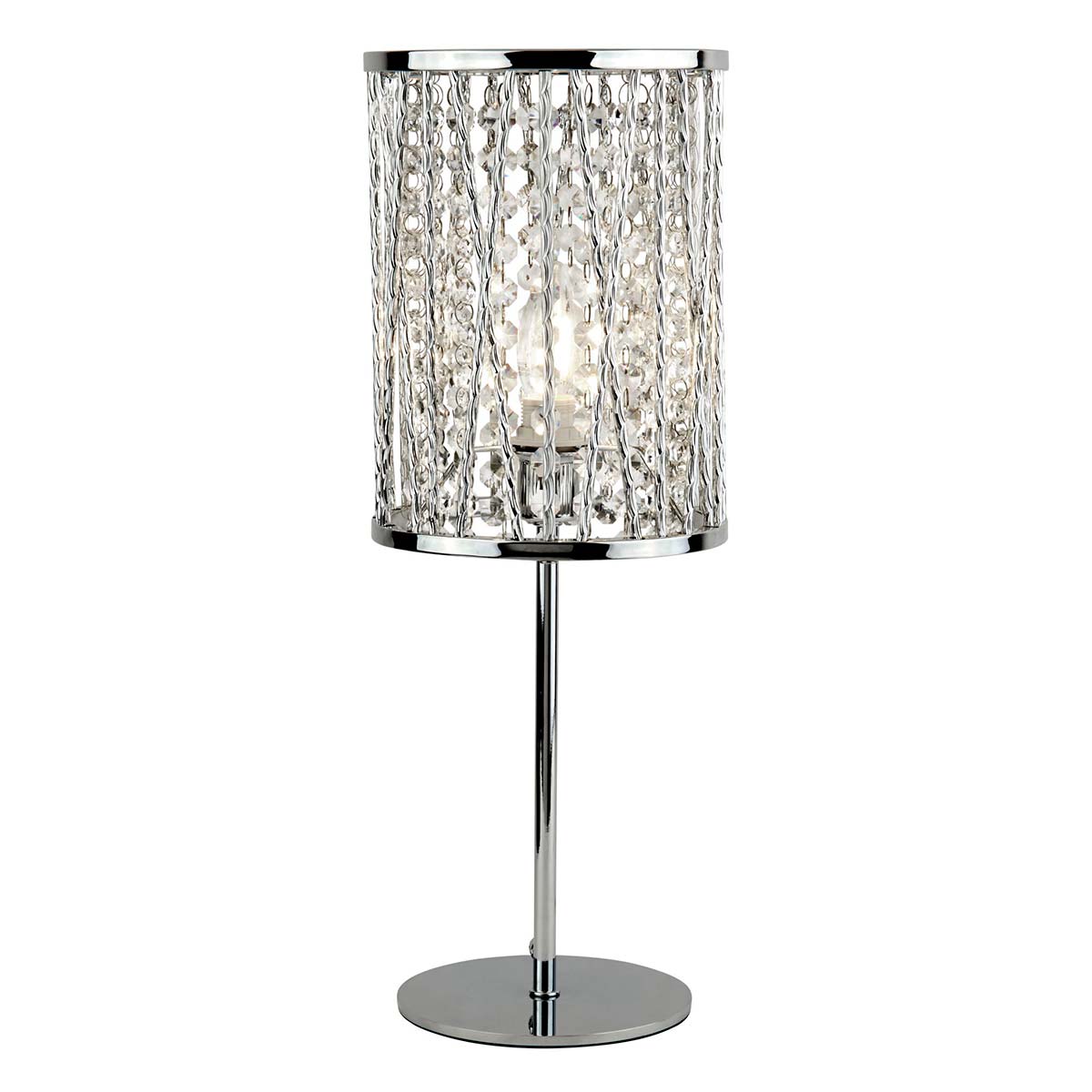 Elise 1 Light Table Lamp Polished Chrome Crystal Glass