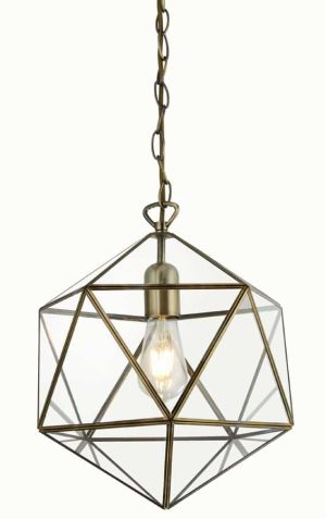 Kinetic 1 light clear glass terrarium ceiling pendant