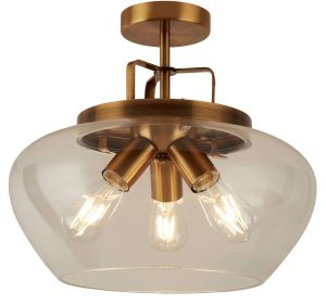 Boule 3 light semi flush ceiling light bronze