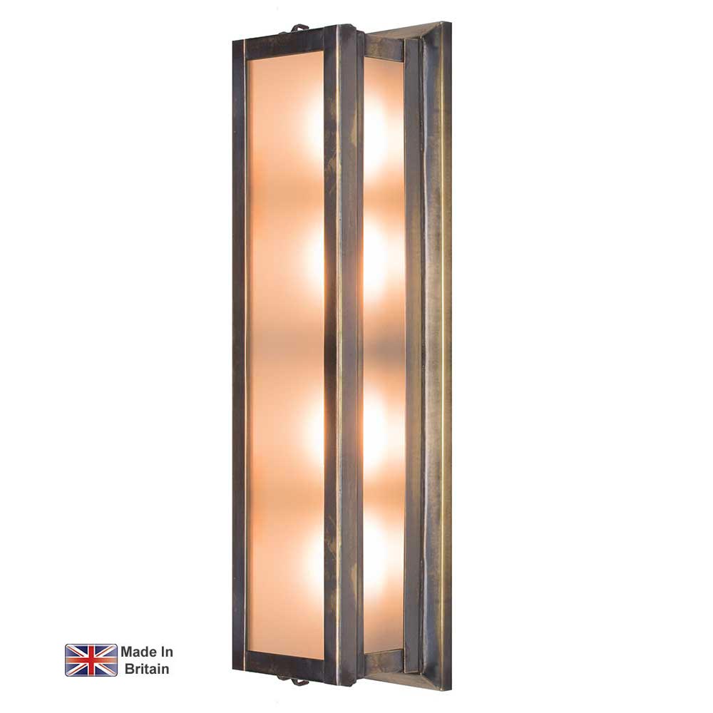 Large Deco Outdoor Wall Light Solid Brass Frosted Glass