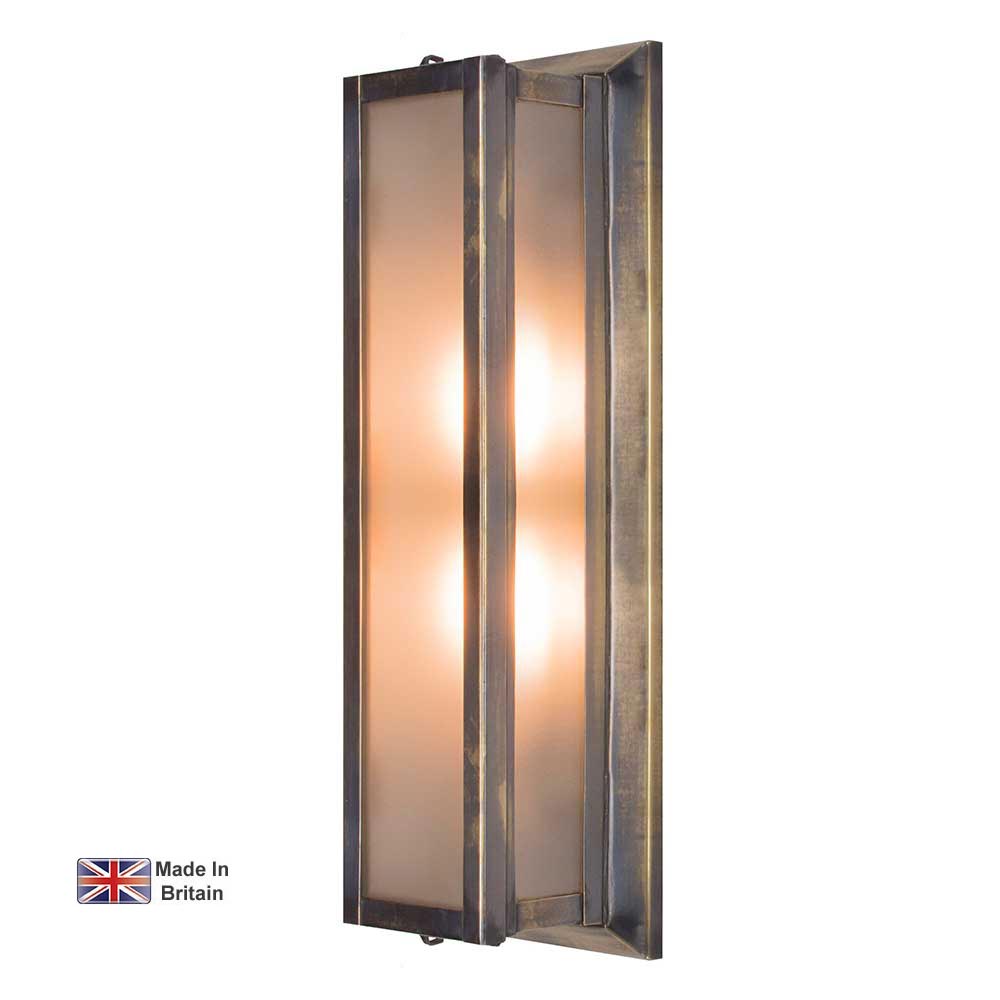 Medium Deco Outdoor Wall Light Solid Brass Frosted Glass