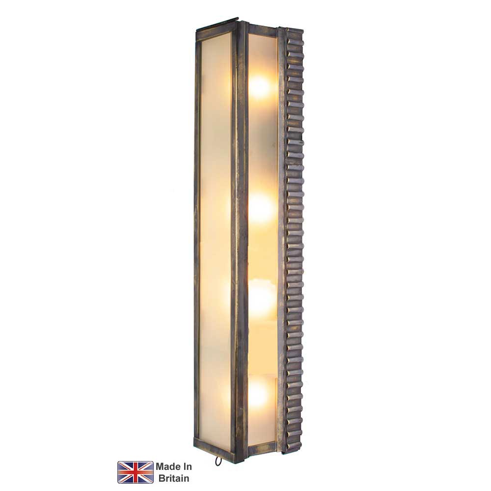 Ripple Large Outdoor Wall Light Solid Brass Frosted Glass