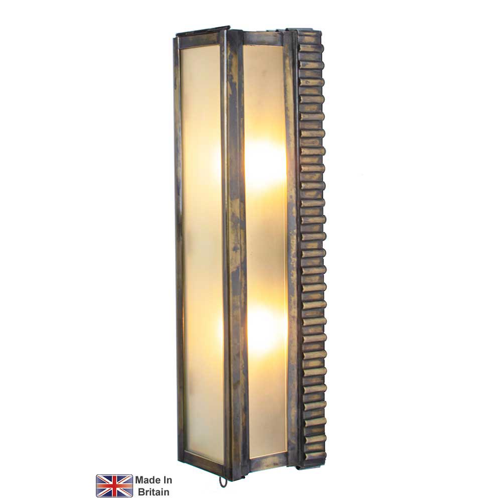 Ripple Medium Outdoor Wall Light Solid Brass Frosted Glass