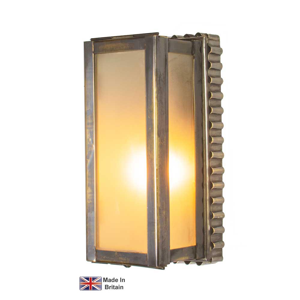 Ripple Small Outdoor Wall Light Solid Brass Frosted Glass