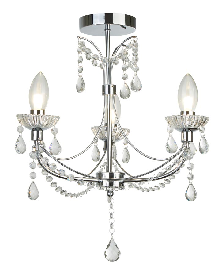 Autumn 3 Light Bathroom Chandelier Polished Chrome Glass