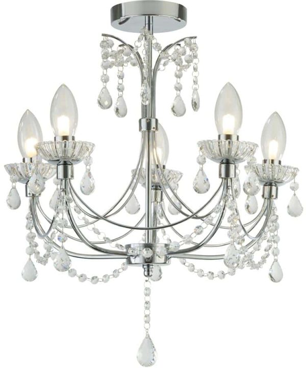 Autumn 5 light bathroom chandelier in polished chrome